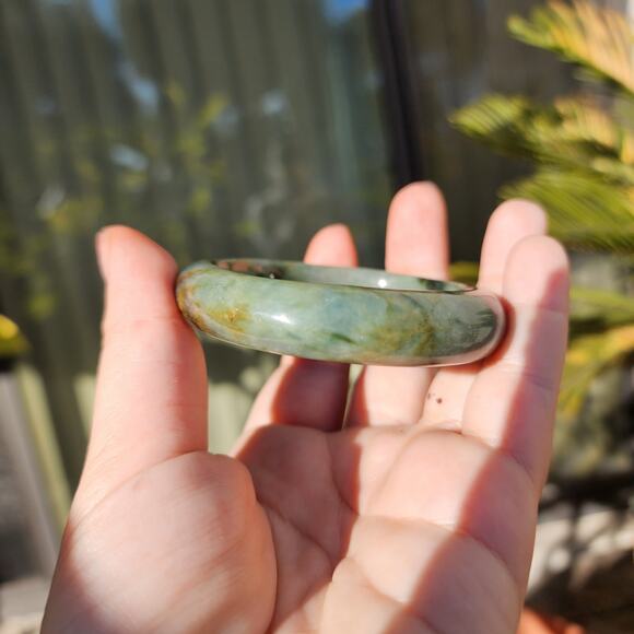 Jadeite Jade Bangle Green Natural Semi Translucent 284ct Myanmar Burma Bracelet - Picture 7 of 17